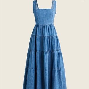 J. Crew Tiered denim squareneck dress